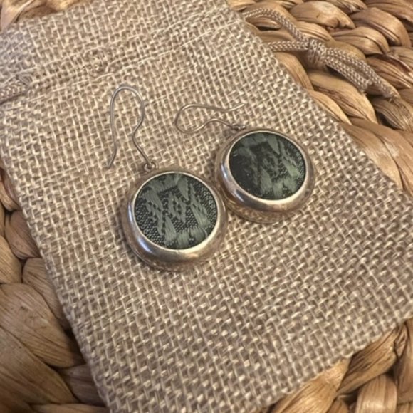 Sterling Silver, Hand Woven Silk Earrings - Picture 1 of 5